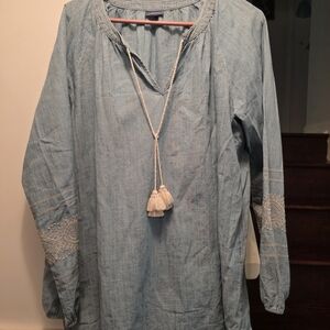 J. Jill Light Blue Tunic with Lace Details